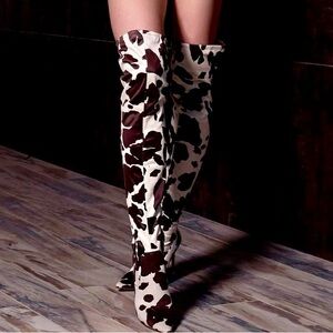Steve Madden Cowprint Pony Hair Heeled Boots - Worn once